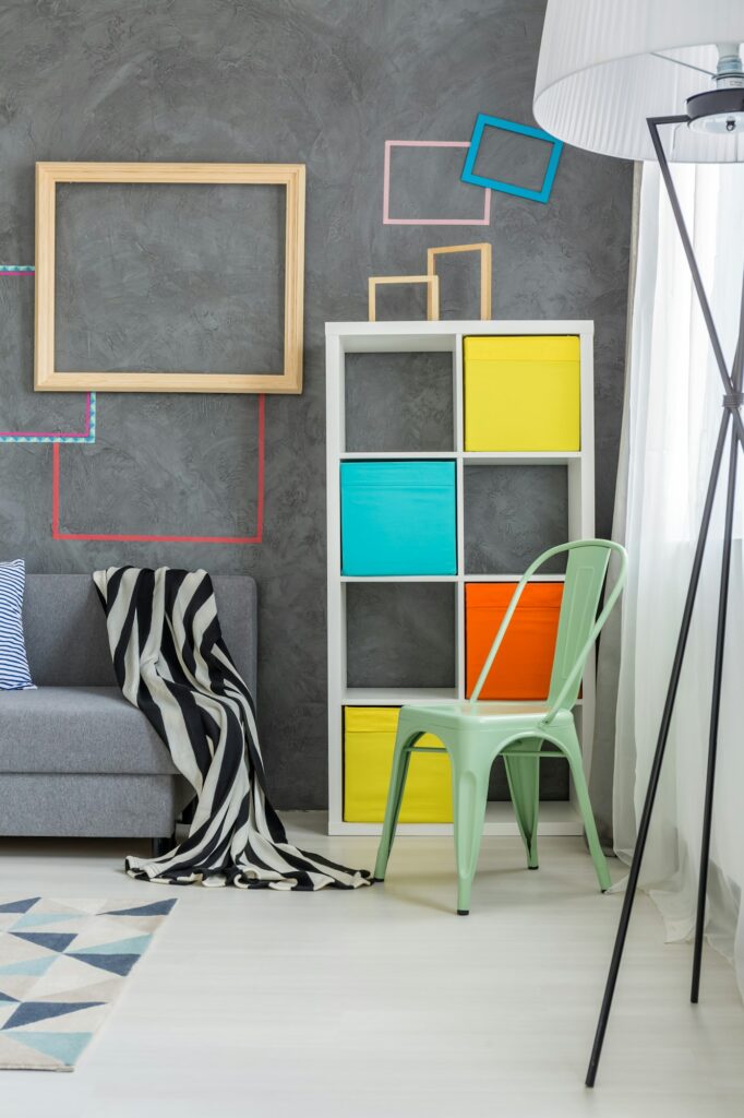 Colored furniture in the room