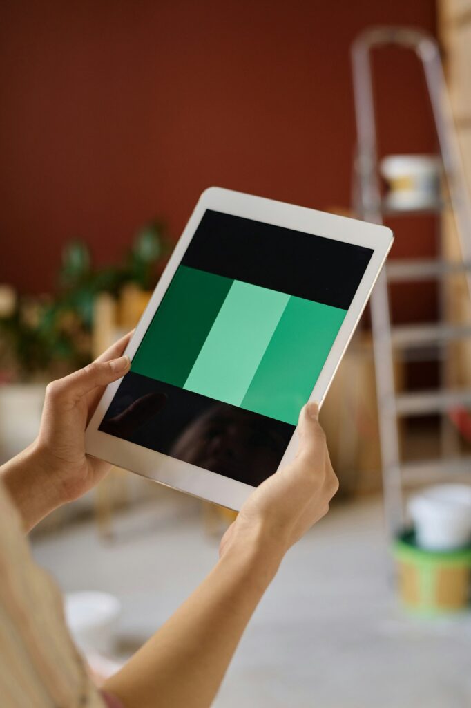Woman choosing color for design
